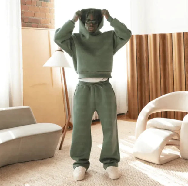 Oversized Unisex Solid Hoodie & Sweatpants Set