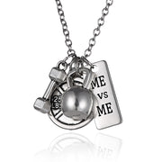 Dumbbell barbell pendant necklace