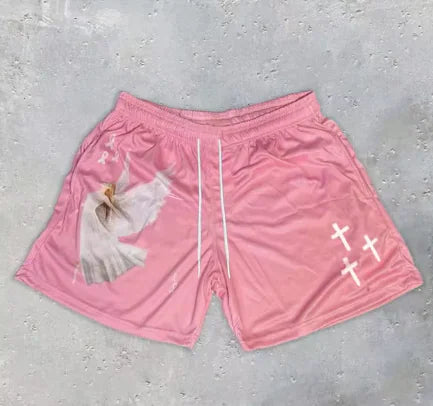 Men's Christian Angel Cross Print Gym Shorts