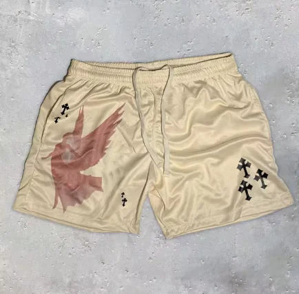 Men's Christian Angel Cross Print Gym Shorts