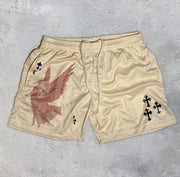 Men's Christian Angel Cross Print Gym Shorts
