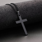Durable Black Stainless Steel Men's Cross Necklace