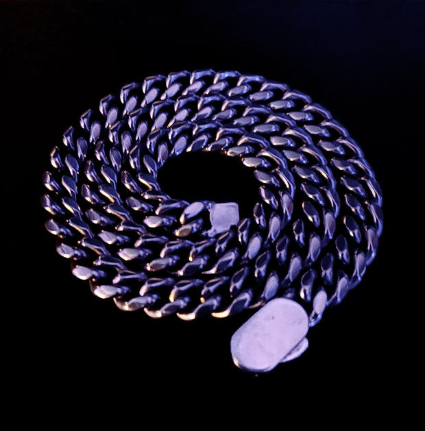 7mm Cuban Link 24k Necklace - White Gold Plated - 16 inch