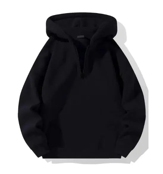 Men's Quarter Zip Hoodie Drop Shoulder Plain