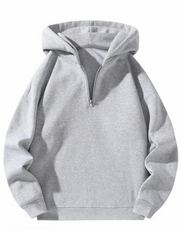 Men's Quarter Zip Hoodie Drop Shoulder Plain