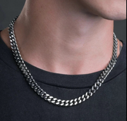 7mm Cuban Link 24k Necklace - White Gold Plated - 16 inch