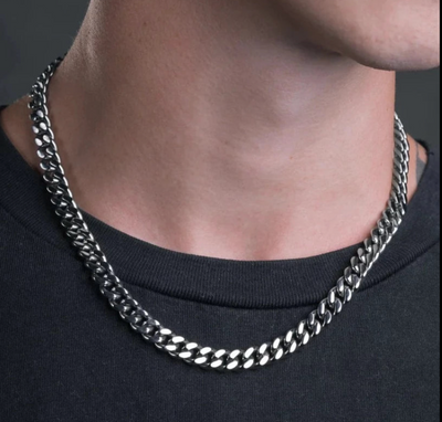 7mm Cuban Link 24k Necklace - White Gold Plated - 16 inch