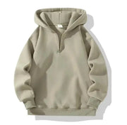 Men's Quarter Zip Hoodie Drop Shoulder Plain