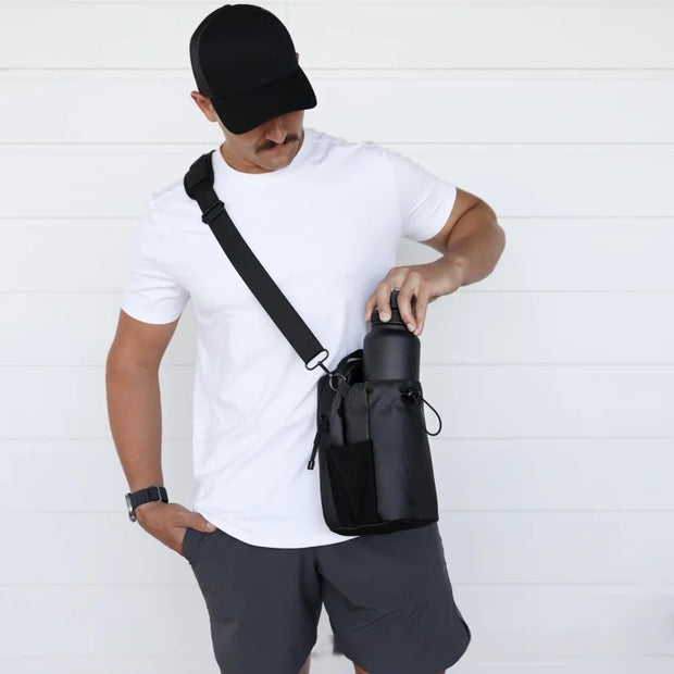 Magnetic Fitness Water Bottle Bag with Shoulder Strap