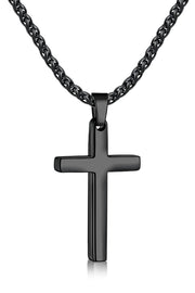 Durable Black Stainless Steel Men's Cross Necklace