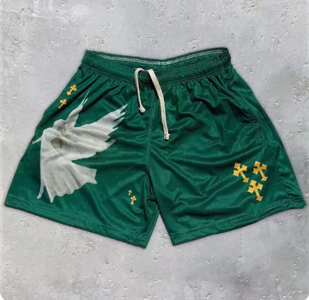 Men's Christian Angel Cross Print Gym Shorts