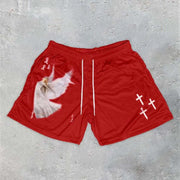 Men's Christian Angel Cross Print Gym Shorts