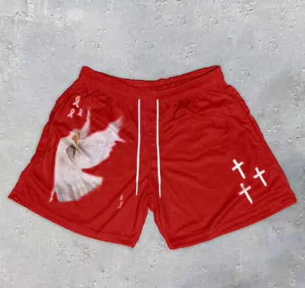 Men's Christian Angel Cross Print Gym Shorts