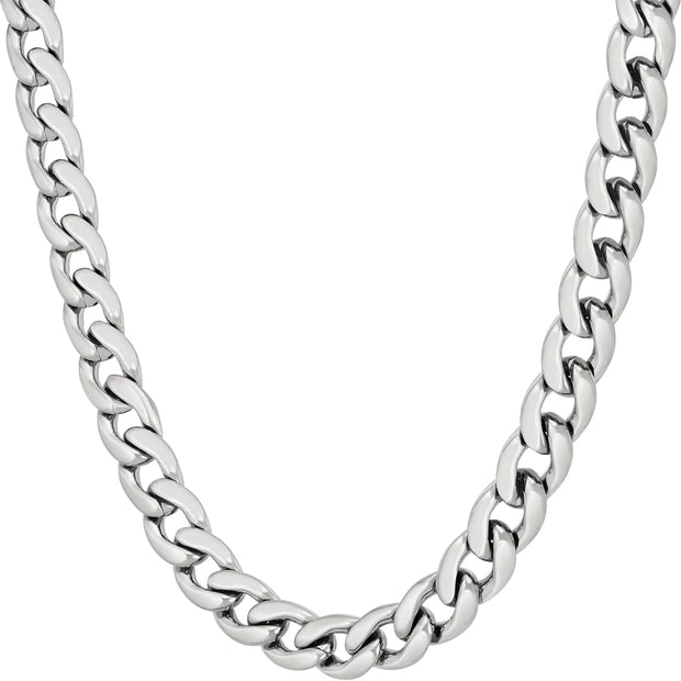 7mm Cuban Link 24k Necklace - White Gold Plated - 16 inch