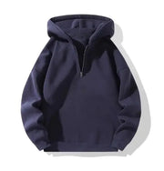 Men's Quarter Zip Hoodie Drop Shoulder Plain